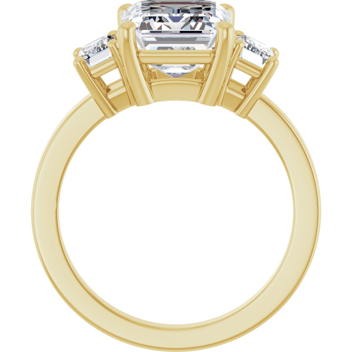 Meliane 14K Yellow 10x8mm Emerald Three-Stone Ring