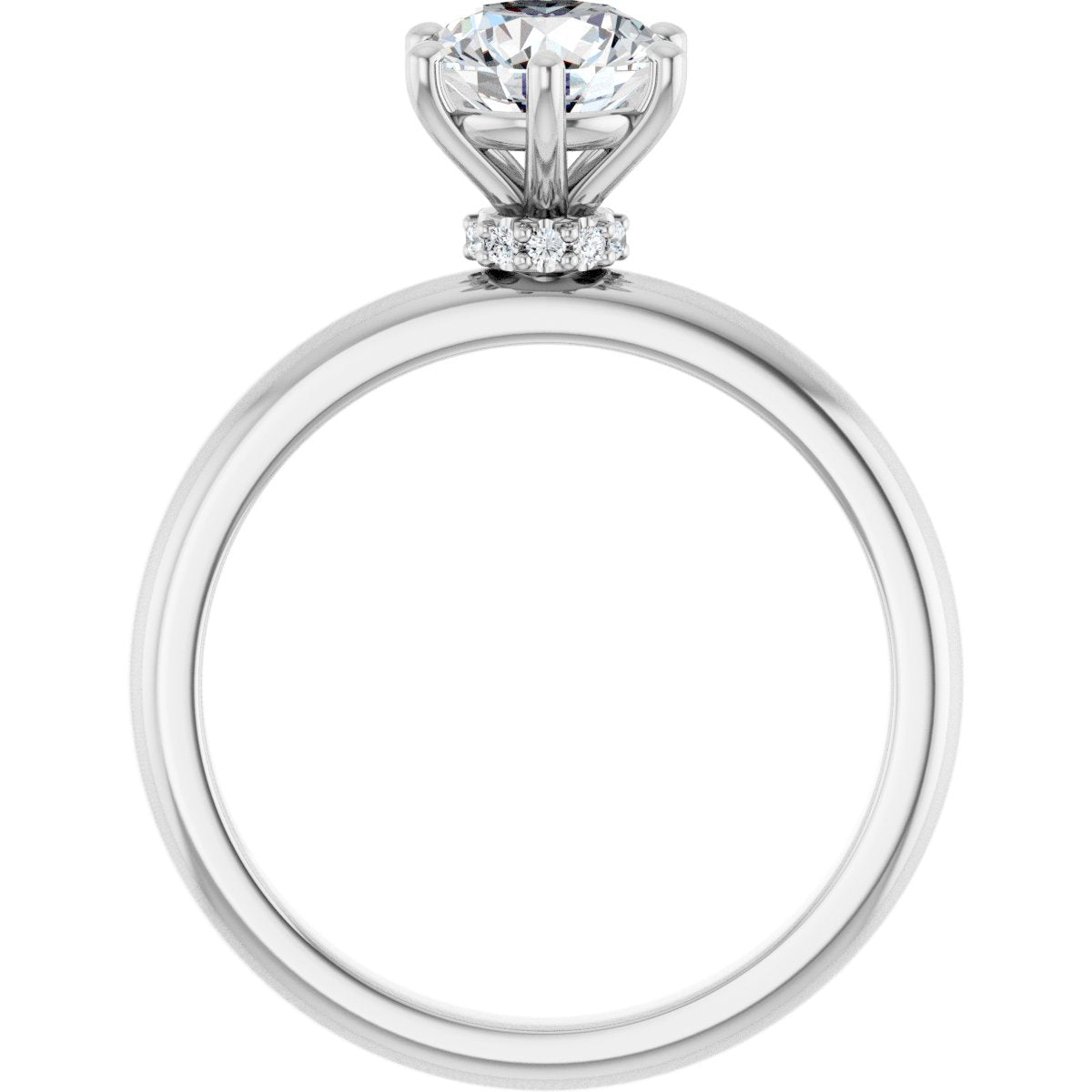 Arienne Platinum 6.5mm Solitaire Round Ring with Diamond Hidden Halo