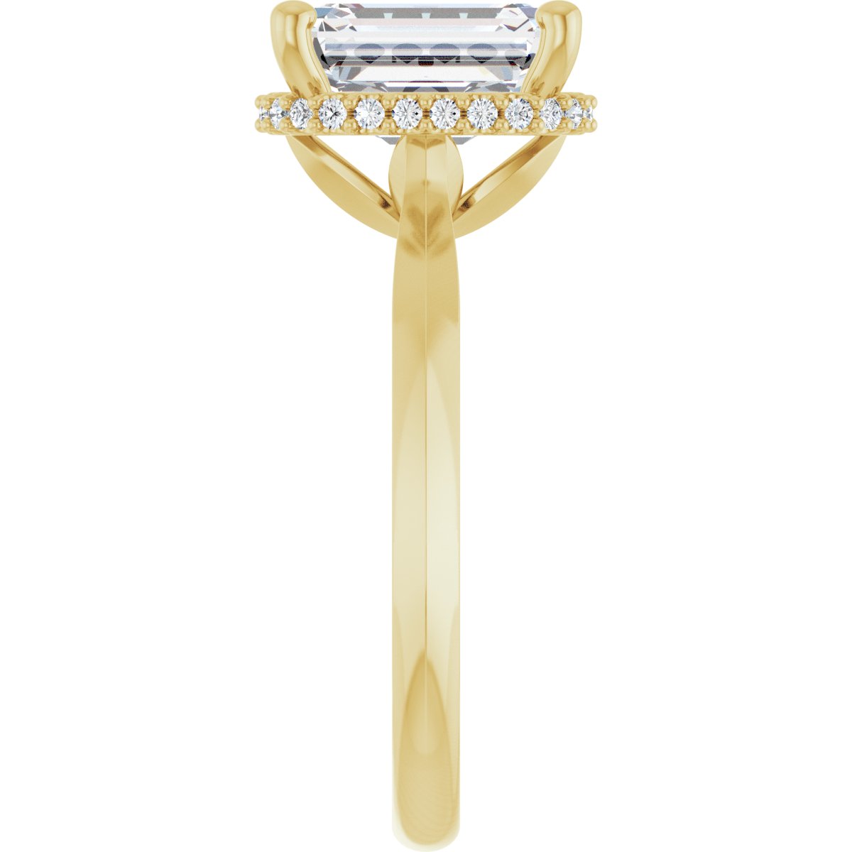 Thaliare 14K Yellow 9x7mm Oval Semi-Set Hidden Halo-Style Ring