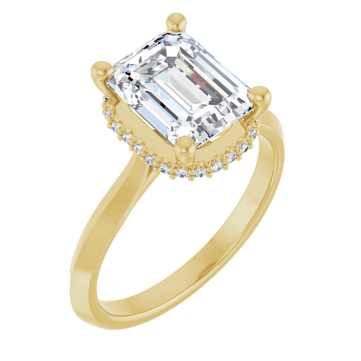 Thaliare 14K Yellow 9x7mm Oval Semi-Set Hidden Halo-Style Ring