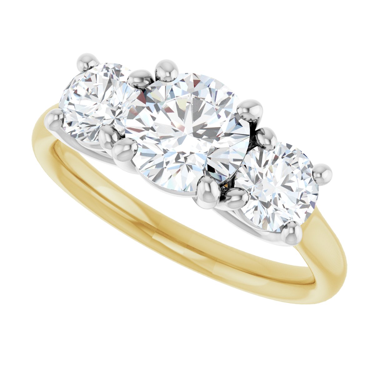 Athena 14k Yellow and White Gold Round Three-Stone Ring