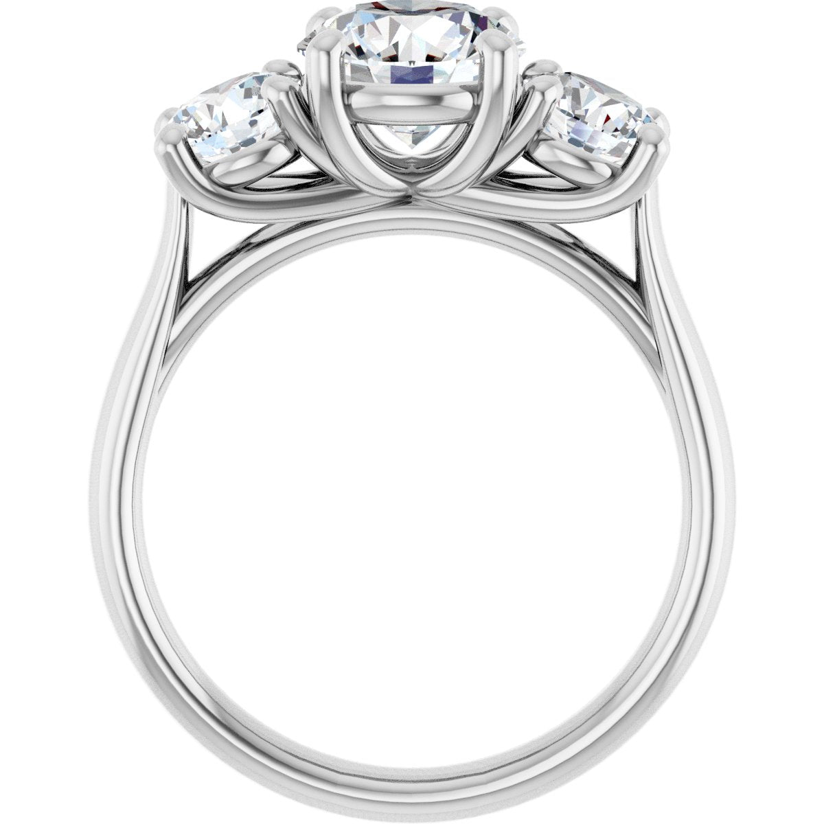 Athena 14k White Gold Round Three-Stone Ring