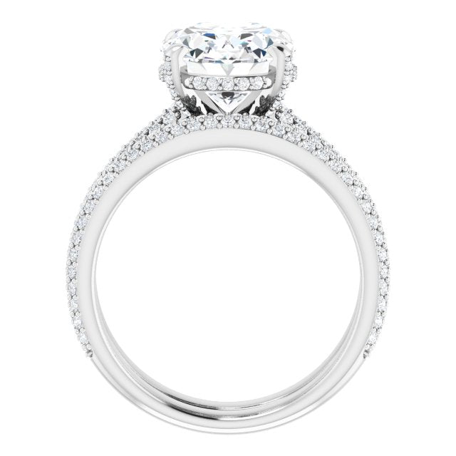 14K White 11x9 mm Oval Engagement Ring Mounting