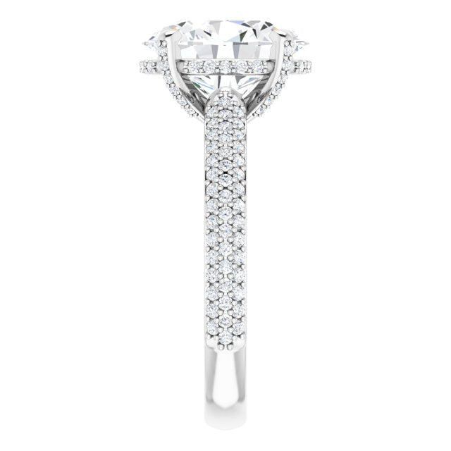 14K White 11x9 mm Oval Engagement Ring Mounting