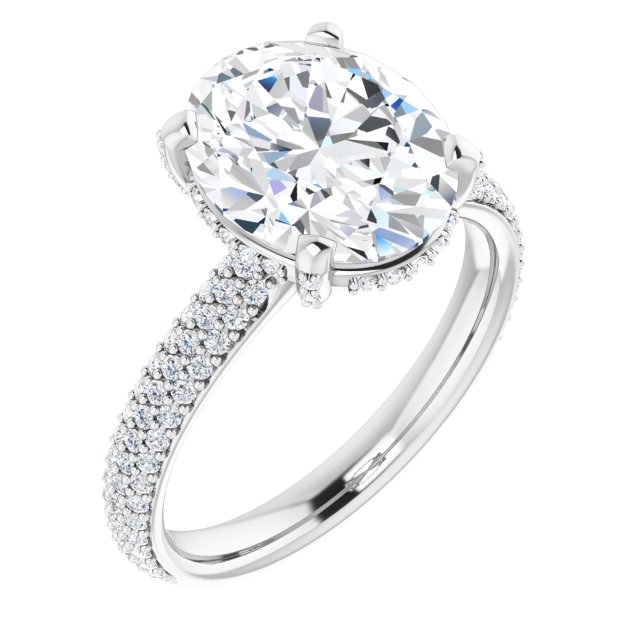 14K White 11x9 mm Oval Engagement Ring Mounting