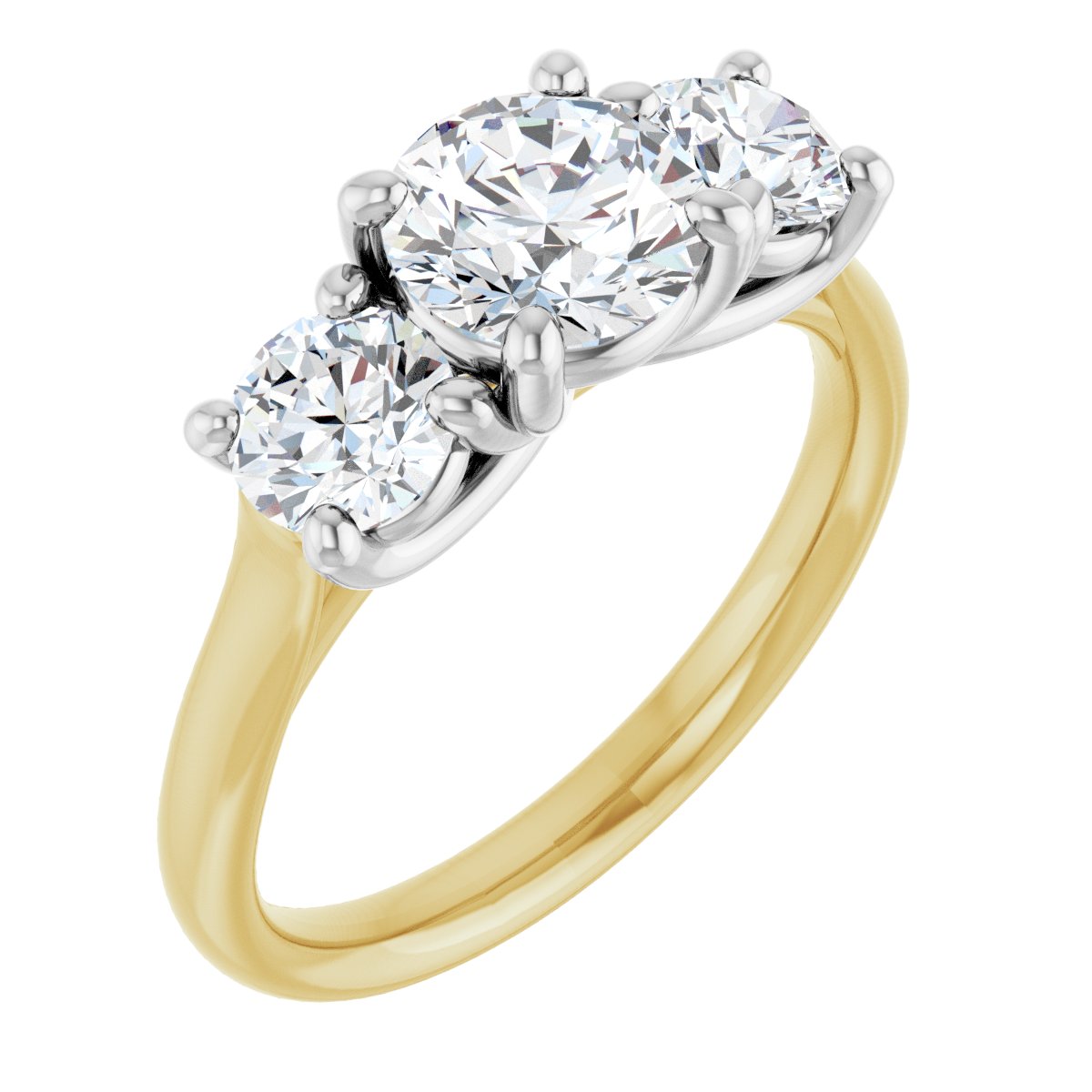 Athena 14k Yellow and White Gold Round Three-Stone Ring