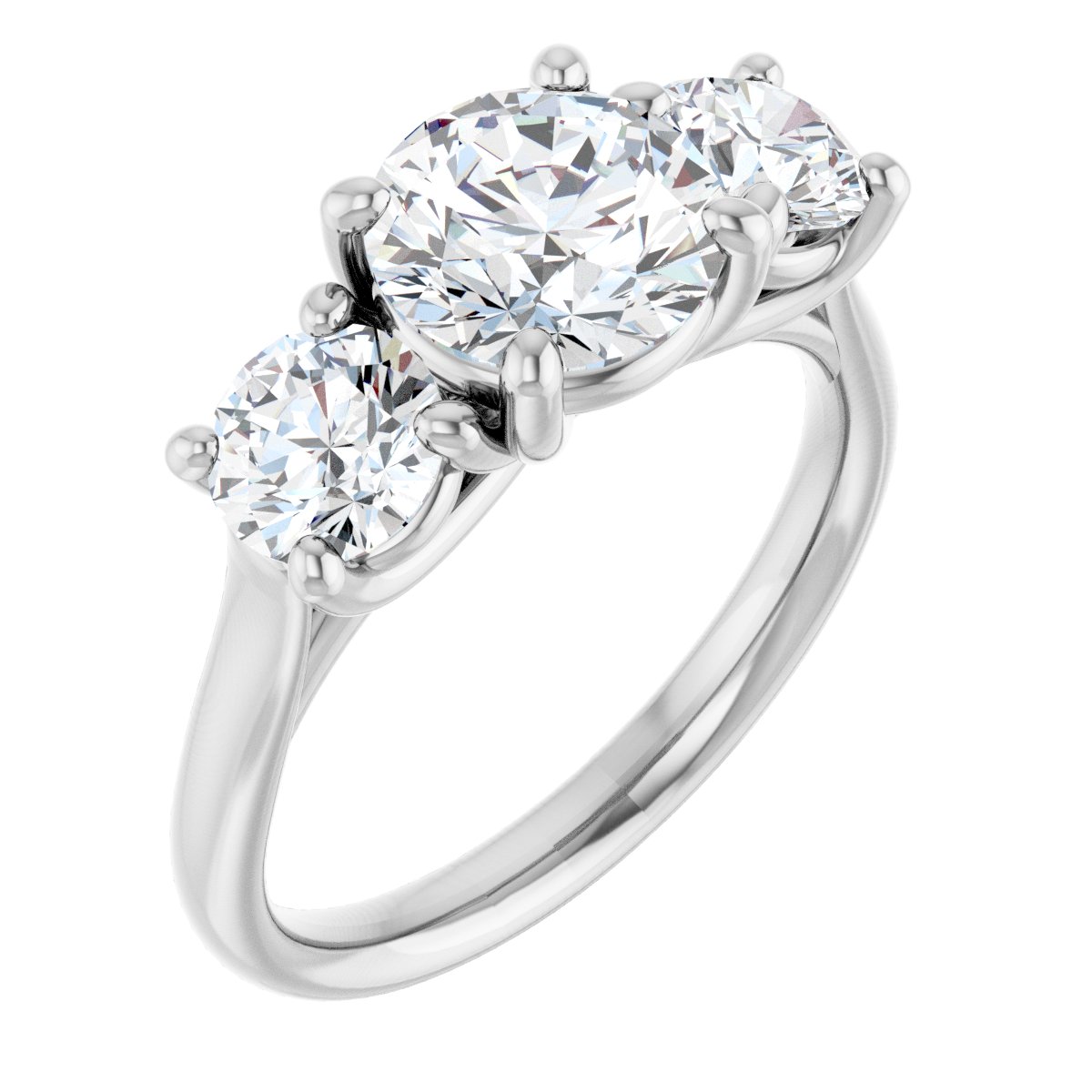 Athena 14k White Gold Round Three-Stone Ring