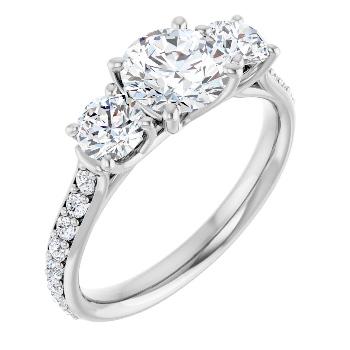 Auralie 14K White 6.5mm Round Semi-Set Ring