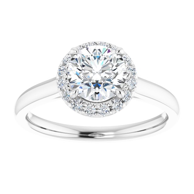 Elodie 14K White Round Semi-Set Ring