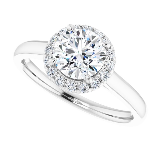 Elodie 14K White Round Semi-Set Ring