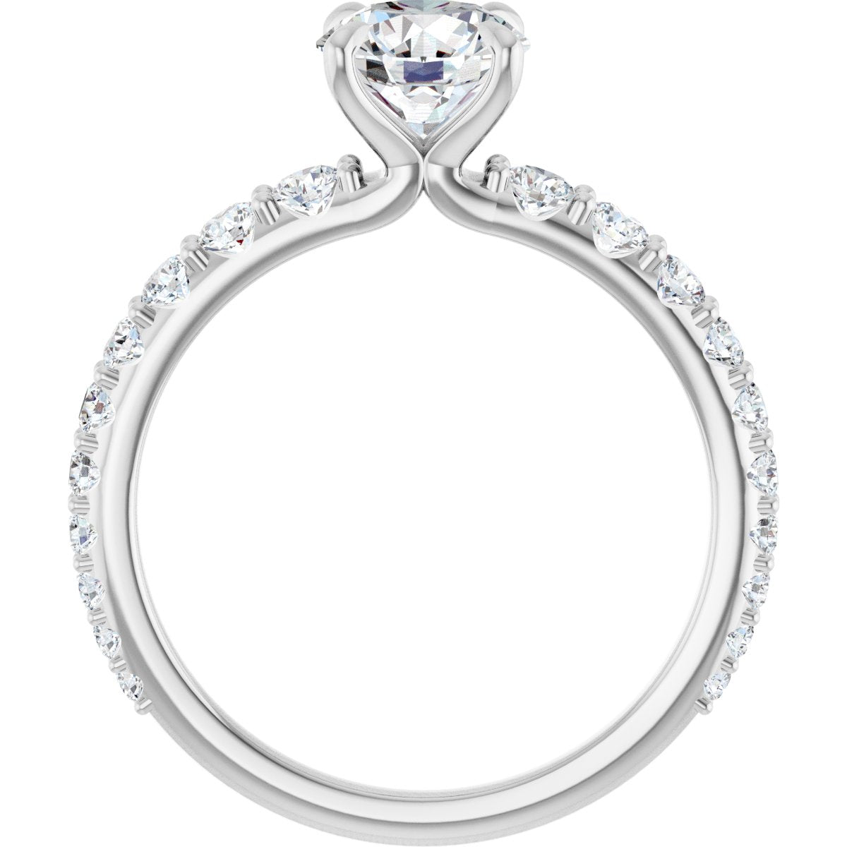 Corinne 14K White 6.5mm Round Semi-Set Ring