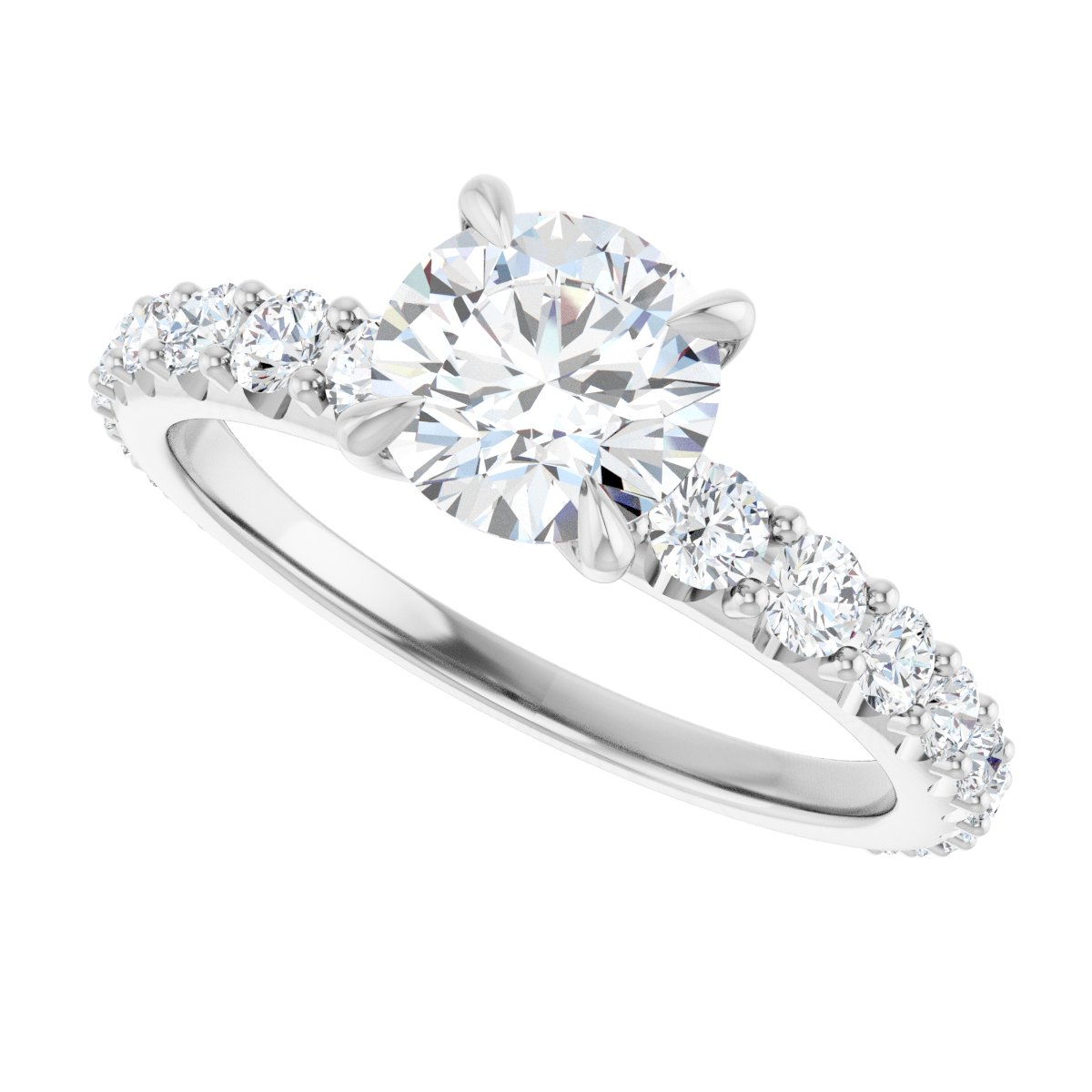 Corinne 14K White 6.5mm Round Semi-Set Ring