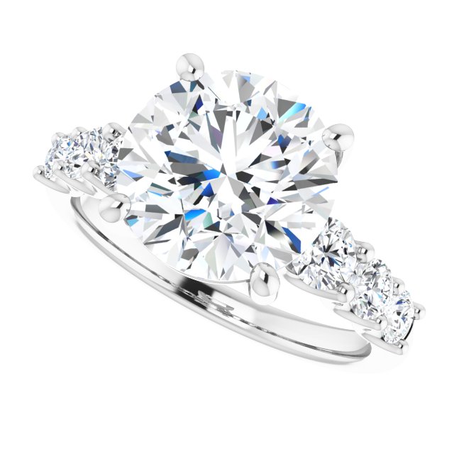 Miraine 18K White 10mm Round Engagement Ring