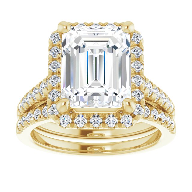 Elaraine 14K Yellow 10x8mm Emerald French-Set Ring