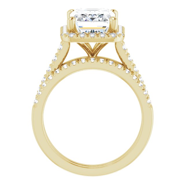 Elaraine 14K Yellow 10x8mm Emerald French-Set Ring