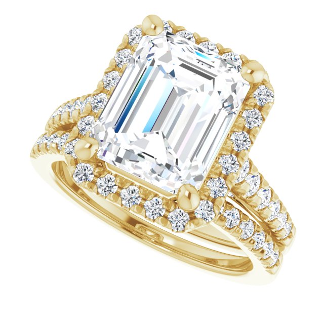 Elaraine 14K Yellow 10x8mm Emerald French-Set Ring