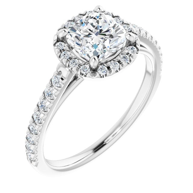 Adeline 14K White Gold Semi-Set French-Set Ring