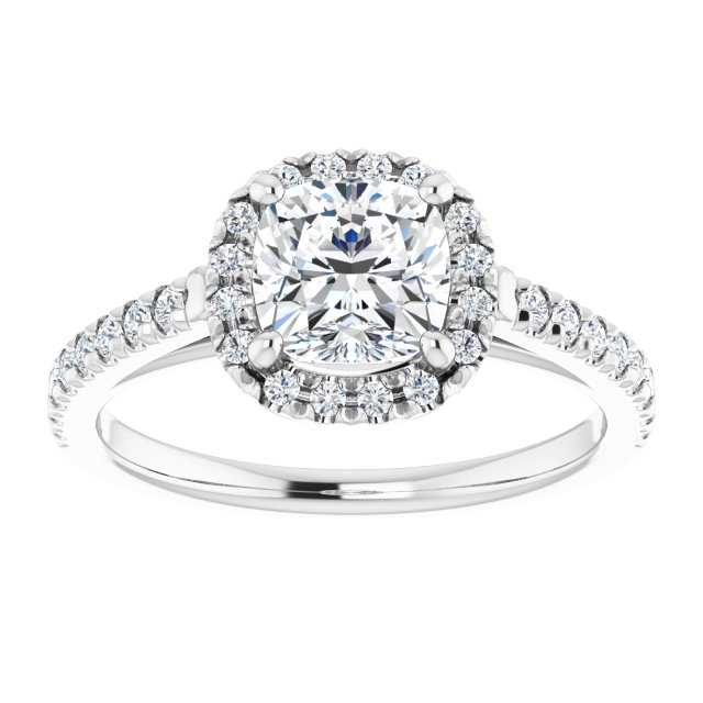 Adeline 14K White Gold Semi-Set French-Set Ring