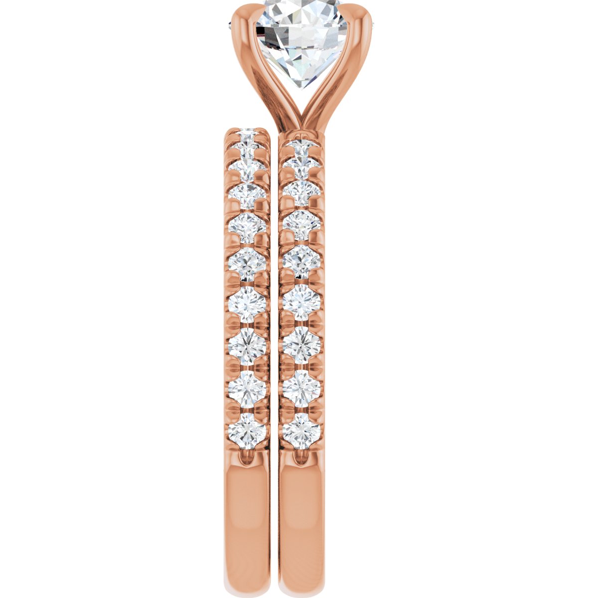 14K Rose 6.5 mm Round French-Set Engagement Ring Mounting