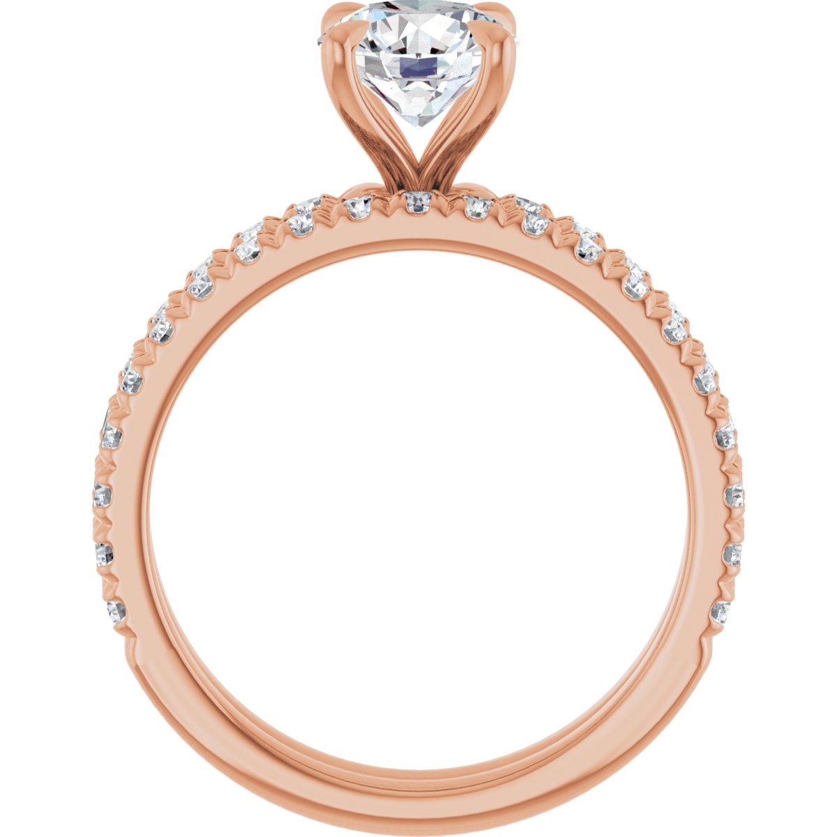 14K Rose 6.5 mm Round French-Set Engagement Ring Mounting