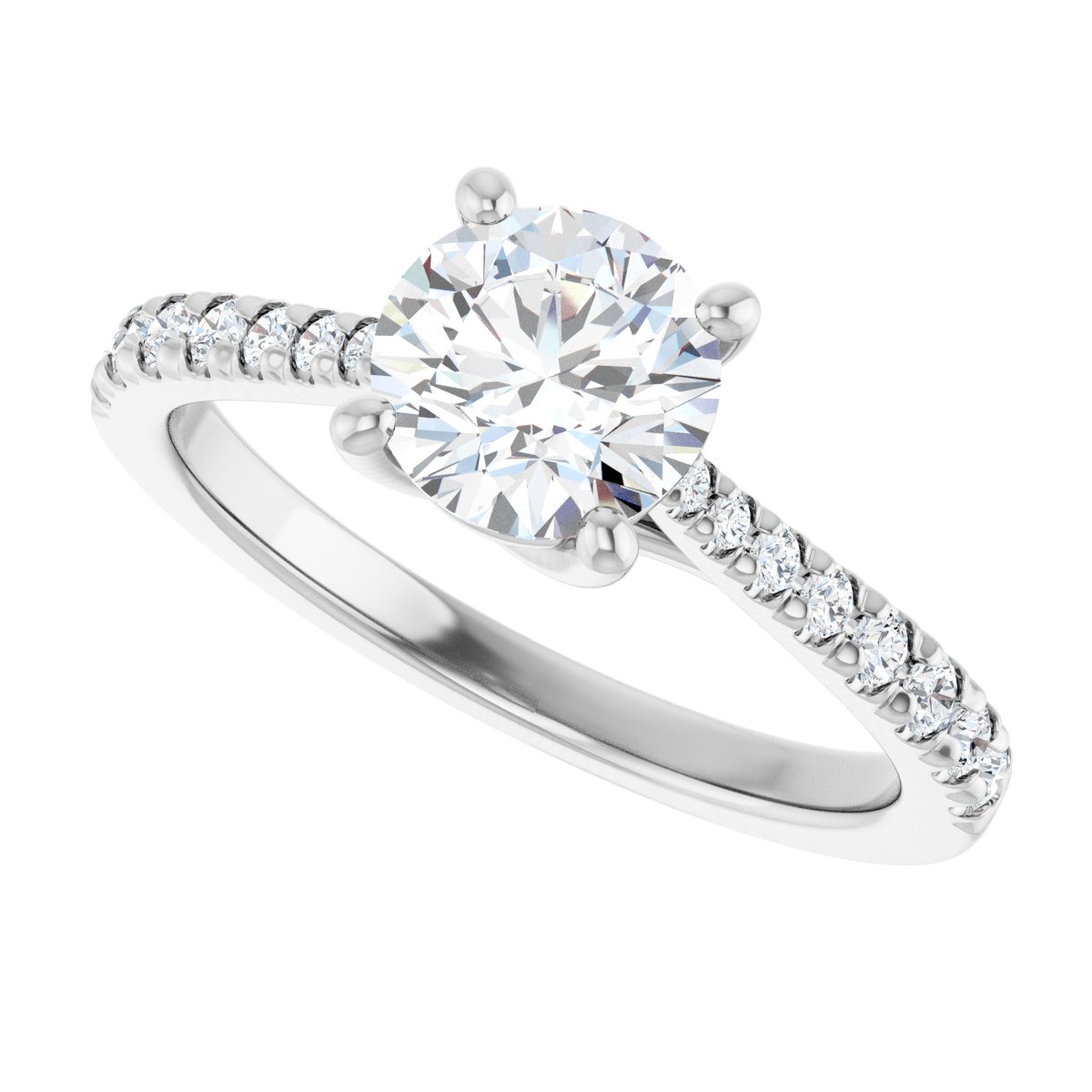 Selise 14K White 6.mm Round Semi-Set Ring