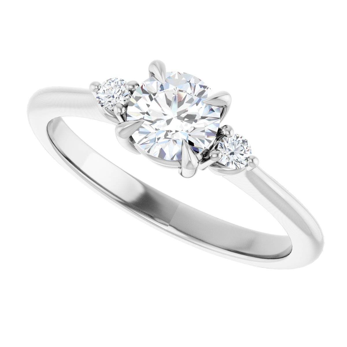 14K White 5.2 mm Round Engagement Ring Mounting