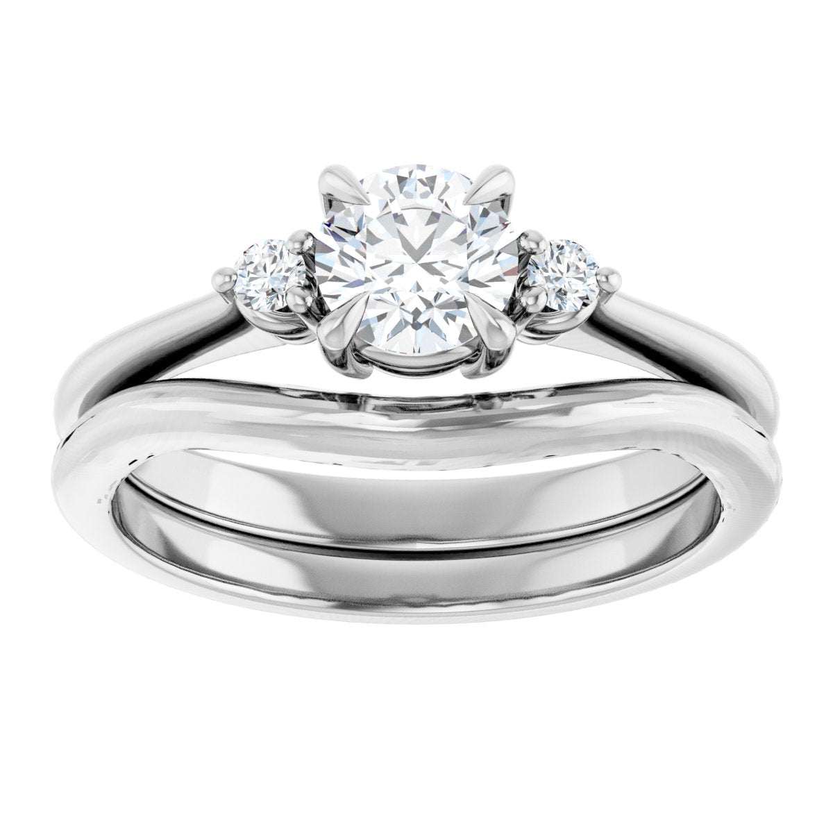 14K White 5.2 mm Round Engagement Ring Mounting