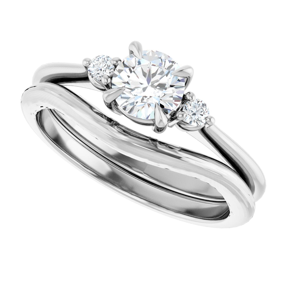 14K White 5.2 mm Round Engagement Ring Mounting