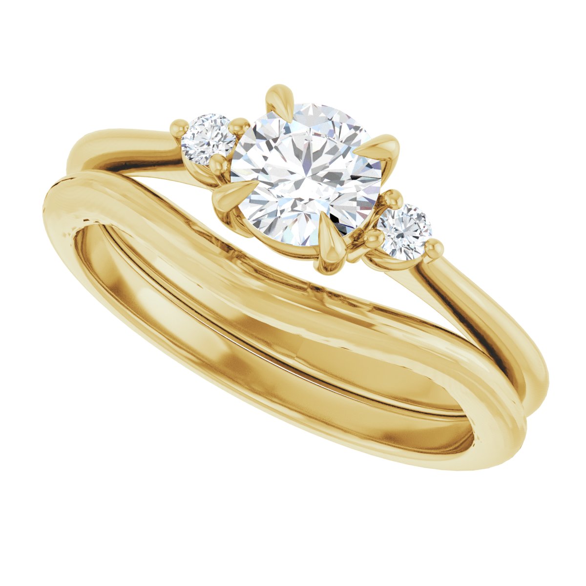 14K Yellow 5.2 mm Round Engagement Ring Mounting