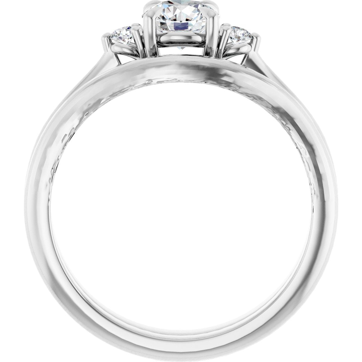 14K White 5.2 mm Round Engagement Ring Mounting