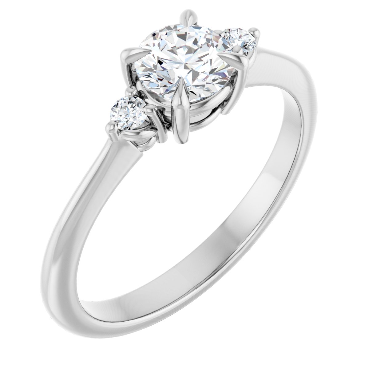 14K White 5.2 mm Round Engagement Ring Mounting