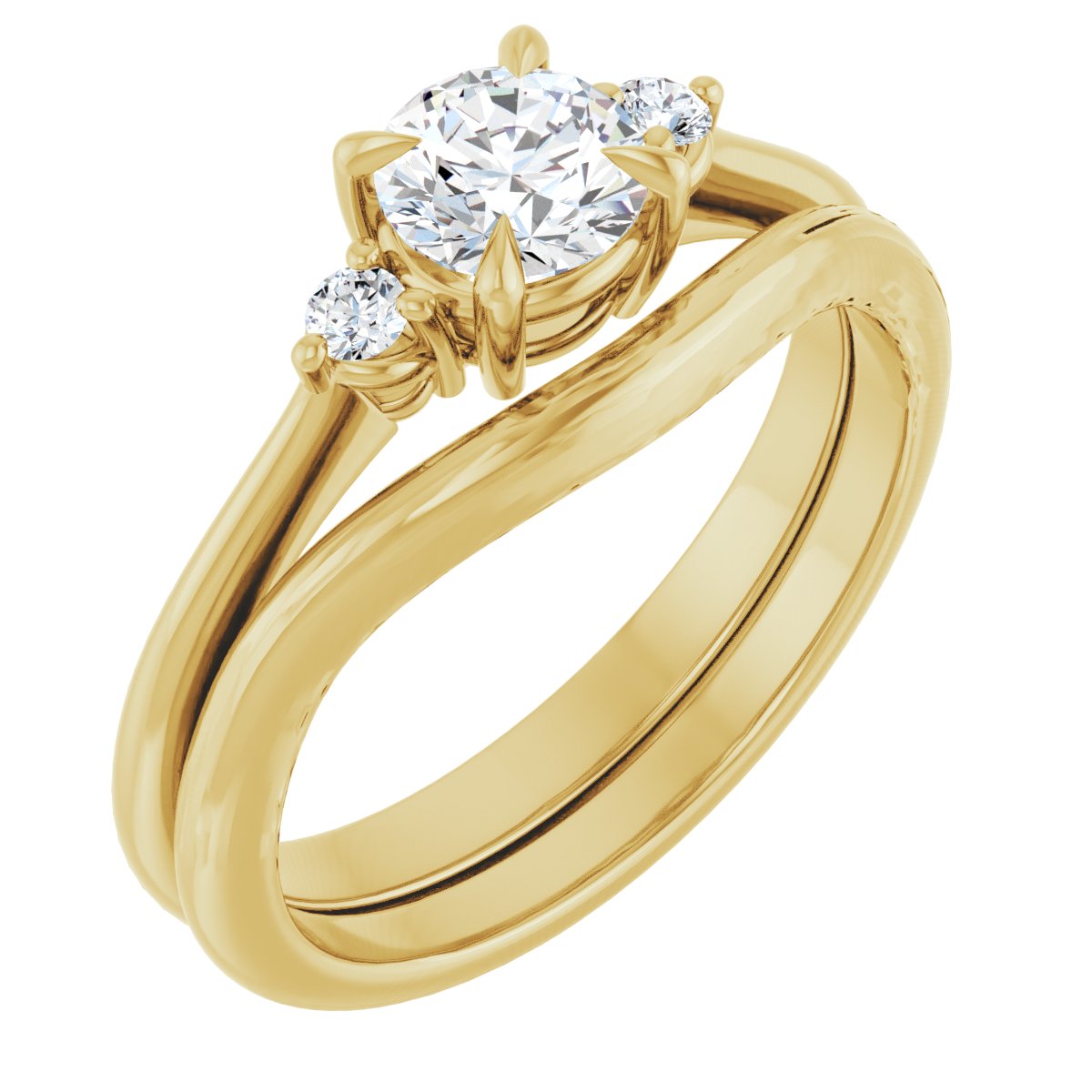 14K Yellow 5.2 mm Round Engagement Ring Mounting