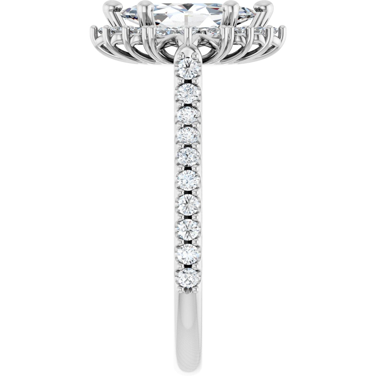 Solenne 14K White 10x5mm Marquise Halo-Style Ring