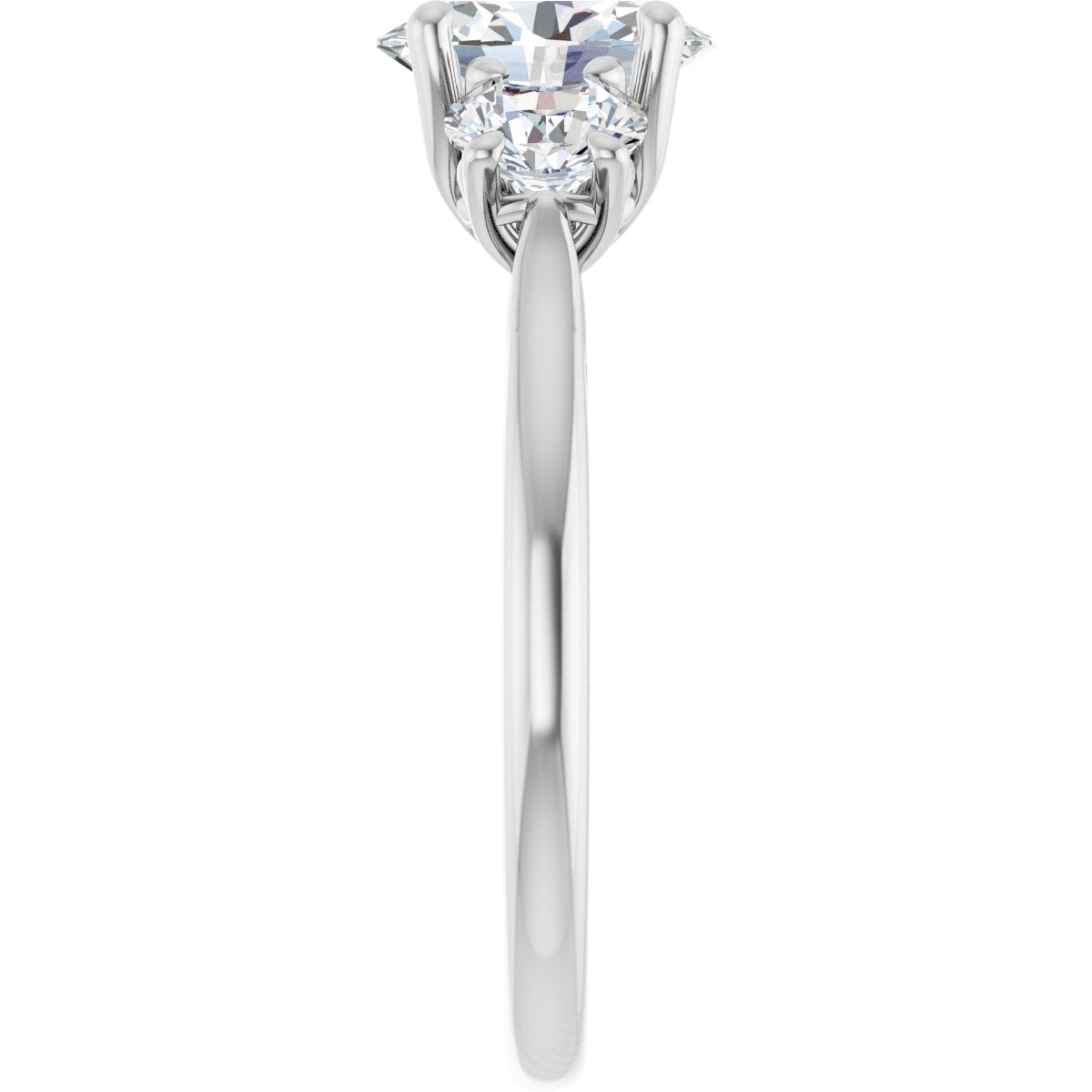 Lumea 14K White 8x6mm Oval Three-Stone Ring