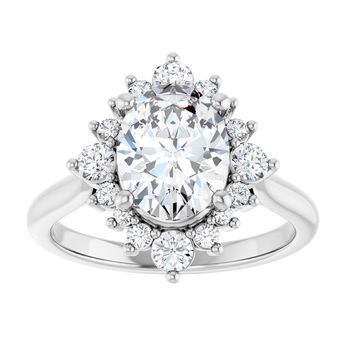 Sylena 14K White Oval Engagement Ring
