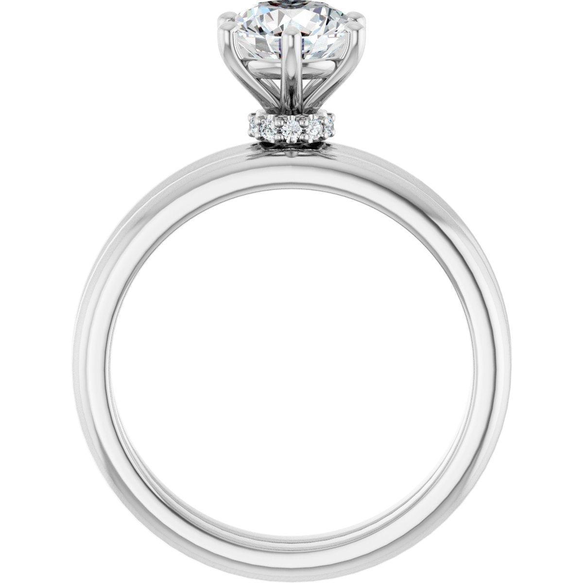 Arienne Platinum 6.5mm Solitaire Round Ring with Diamond Hidden Halo