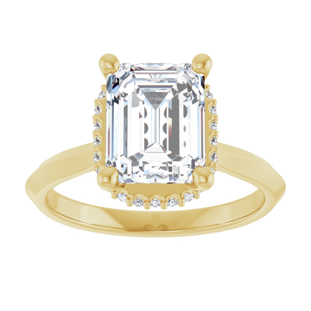 Thaliare 14K Yellow 9x7mm Oval Semi-Set Hidden Halo-Style Ring