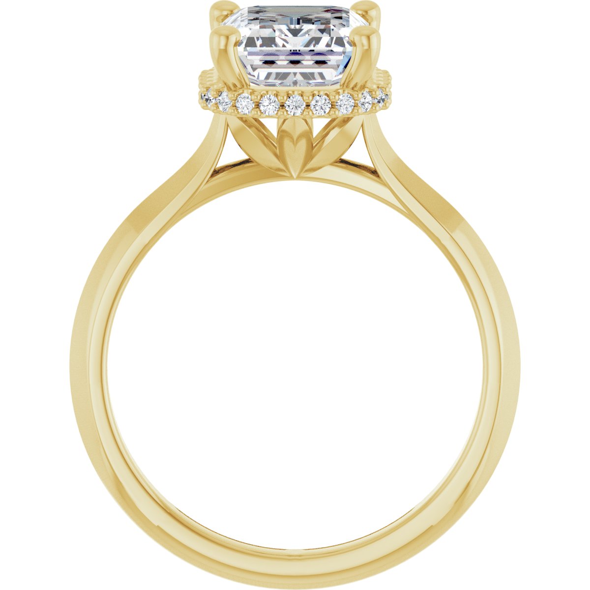 Thaliare 14K Yellow 9x7mm Oval Semi-Set Hidden Halo-Style Ring