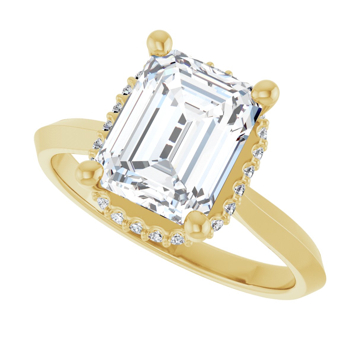 Thaliare 14K Yellow 9x7mm Oval Semi-Set Hidden Halo-Style Ring