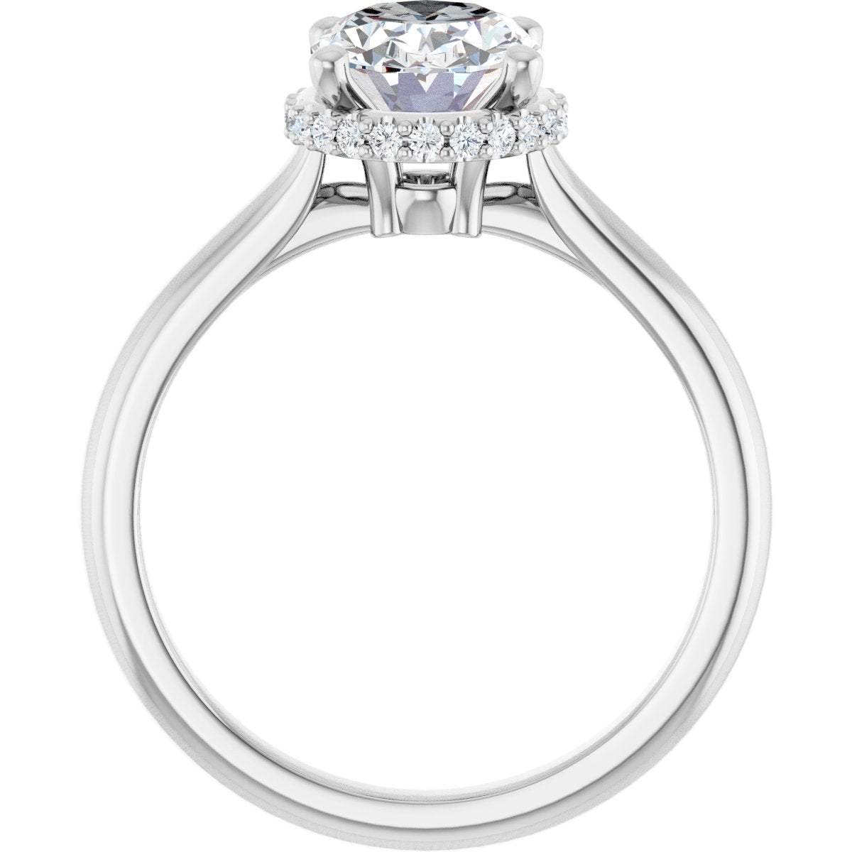 Solara Platinum 9x7mm Oval Solitaire Hidden Halo Ring