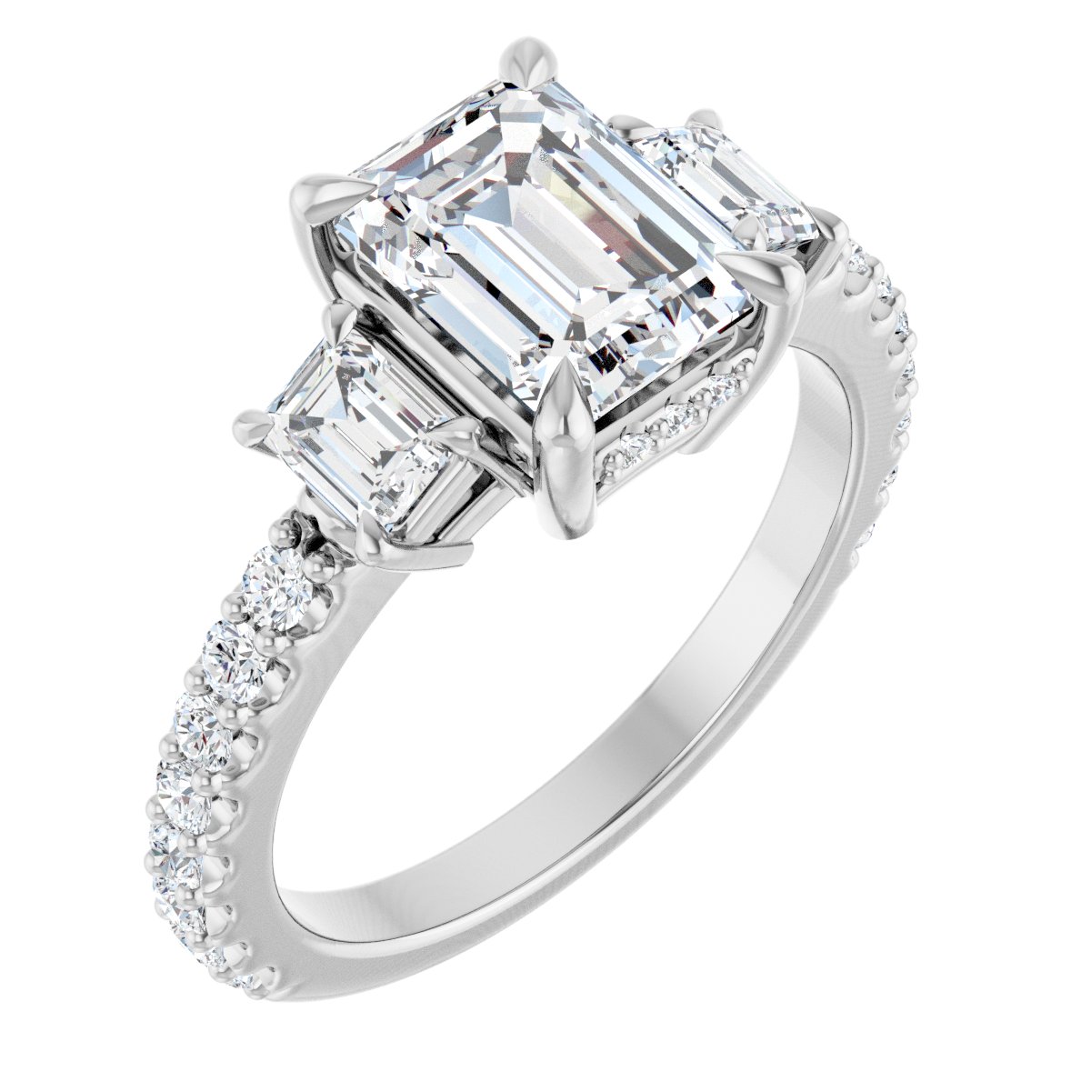 Lysaela 14K White 8x6mm Emerald Ring