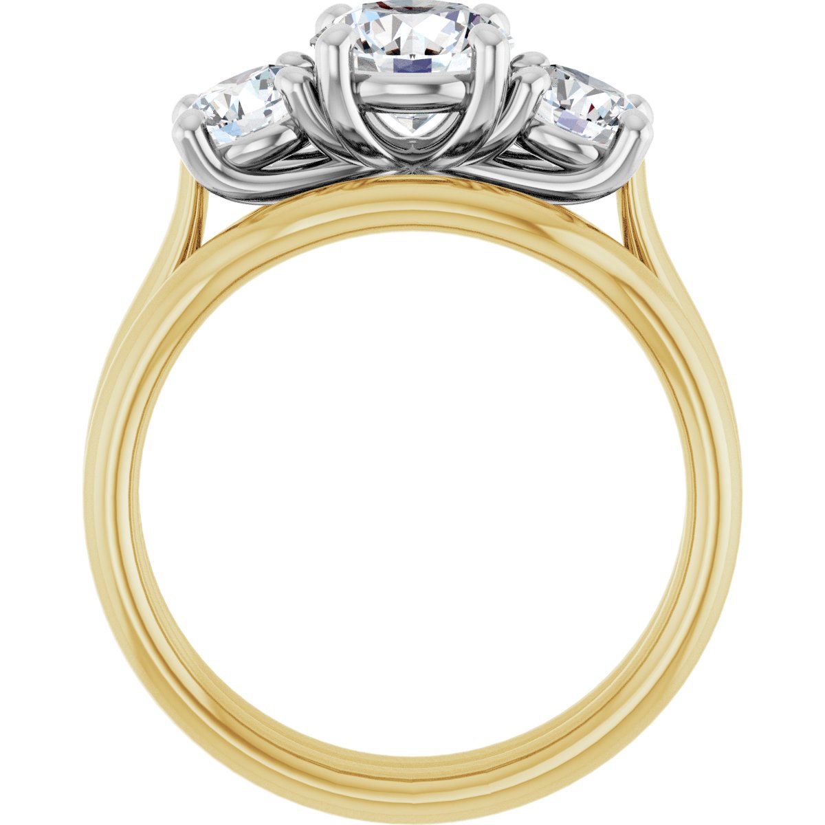 Athena 14k Yellow and White Gold Round Three-Stone Ring