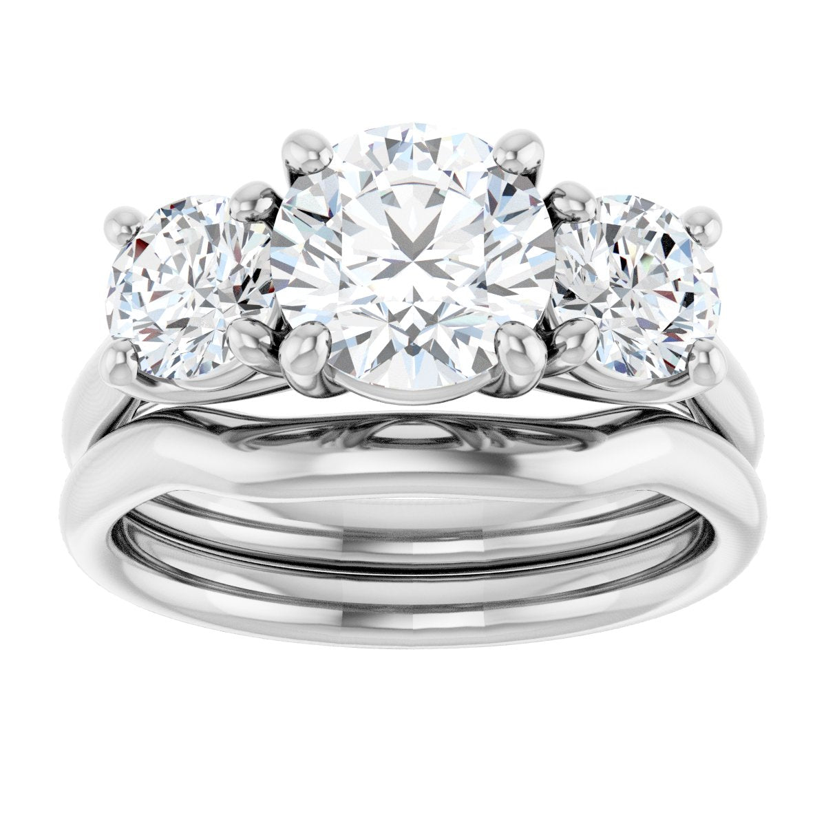 Athena 14k White Gold Round Three-Stone Ring