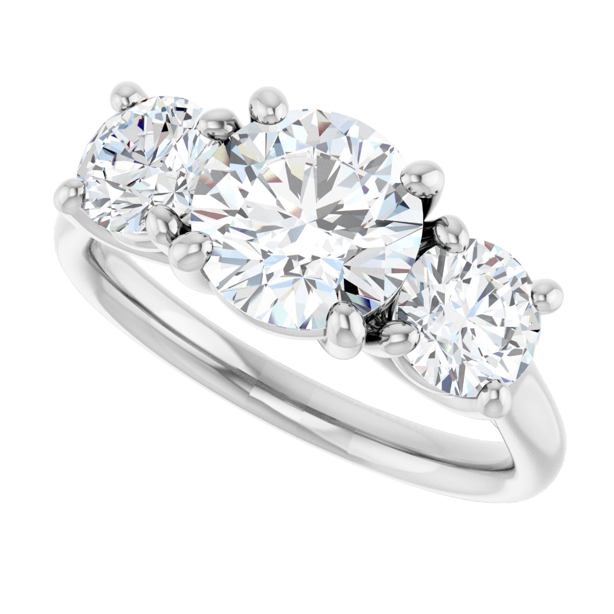 Athena 14k White Gold Round Three-Stone Ring
