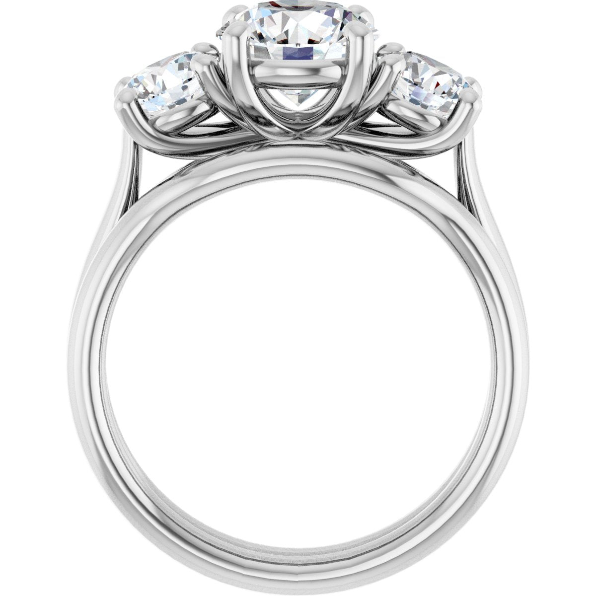 Athena 14k White Gold Round Three-Stone Ring