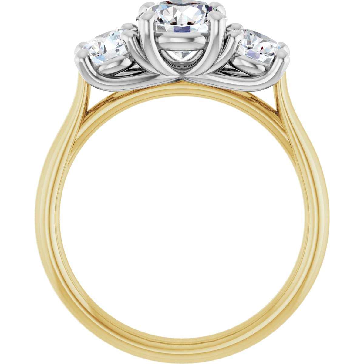 Athena 14k Yellow and White Gold Round Three-Stone Ring
