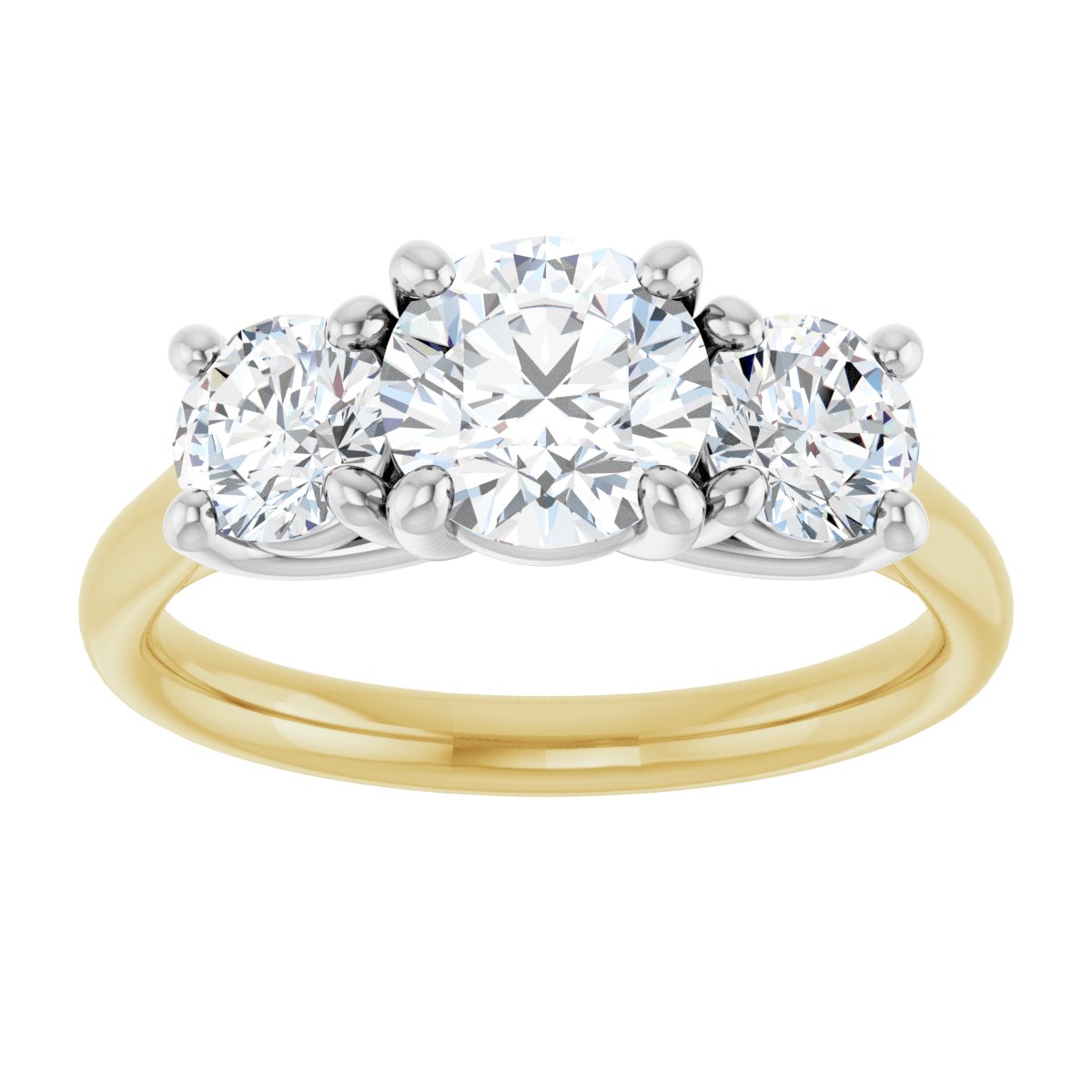 Athena 14k Yellow and White Gold Round Three-Stone Ring