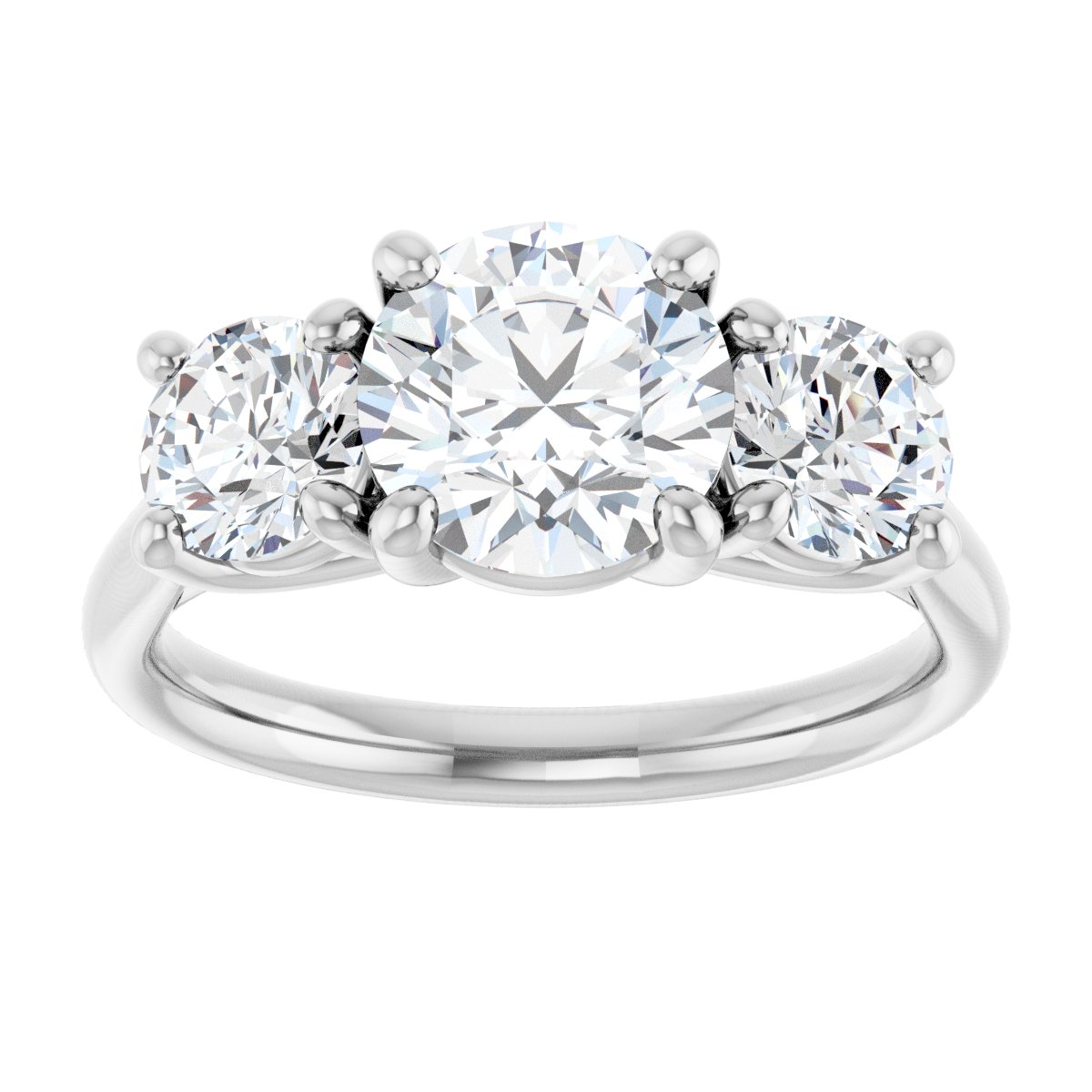 Athena 14k White Gold Round Three-Stone Ring