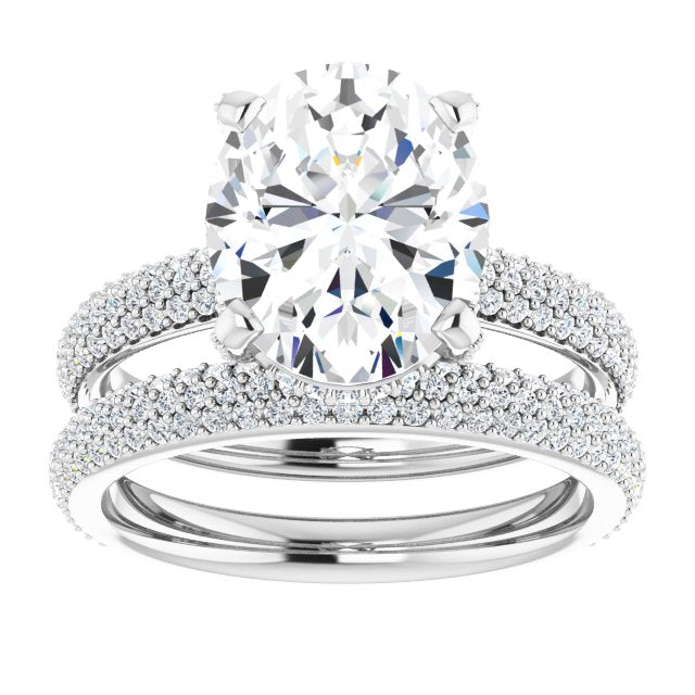 14K White 11x9 mm Oval Engagement Ring Mounting