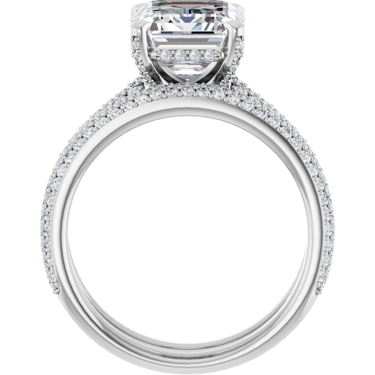 14K White 10x8 mm Emerald Engagement Ring Mounting